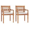 vidaXL Batavia-St&uuml;hle 2 Stk. mit Polstern Massivholz Teak