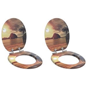 vidaXL Toilettensitz 2 pcs Orange 44 x 38 cm MDF-Platte