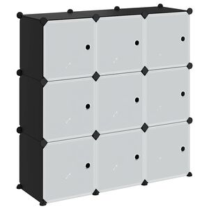 vidaXL Regalsystem mit 9 W&uuml;rfeln und T&uuml;ren Schwarz PP