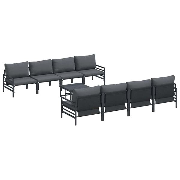 vidaXL Garten-Sofa-Set mit Kissen 9 pcs Anthrazit Stahl & Stoff