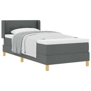 vidaXL Boxspringbett mit Matratze Dunkelgrau 90 x 190 cm Stoff