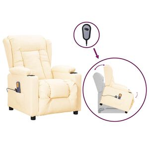 vidaXL Massagesessel mit Aufstehhilfe Creme Kunstleder