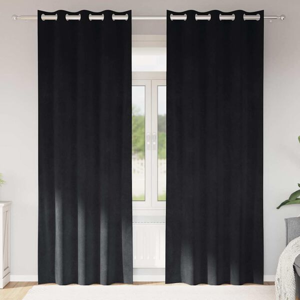 vidaXL Verdunkelungsvorh&auml;nge 2 pcs Schwarz 140 x 245 cm Samt