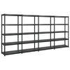 vidaXL Lagerregal mit 5 B&ouml;den Schwarz 340x40x185 cm Kunststoff