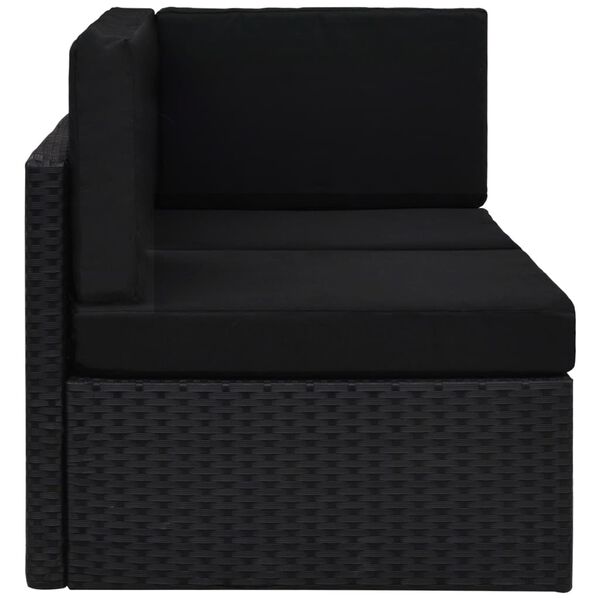 vidaXL Modulares 2-Sitzer-Sofa Poly Rattan Schwarz