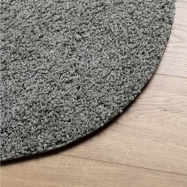 vidaXL Teppich Shaggy Hochflor Modern Gr&uuml;n &Oslash; 240 cm