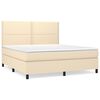 vidaXL Boxspringbett mit Matratze Creme 160x200 cm Stoff