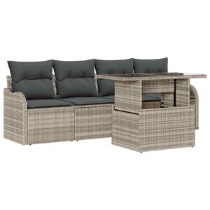 vidaXL Sofa Set 5 stk. Hellgrau Poly-Rattan