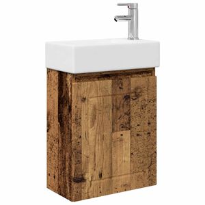 vidaXL Badezimmer Waschtischunterschrank mit Wasserhahn Altholz