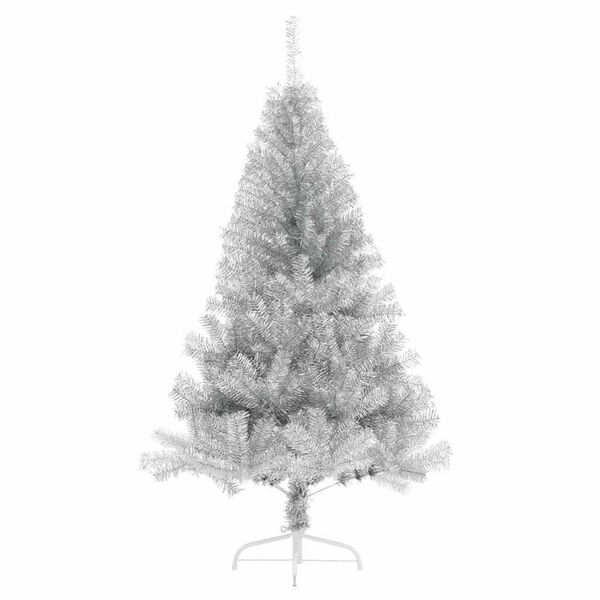 vidaXL K&uuml;nstlicher vorbeleuchteter Weihnachtsbaum Silber 150 cm PET