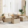 vidaXL 6-tlg. Garten-Sofagarnitur mit Kissen Beige Poly Rattan