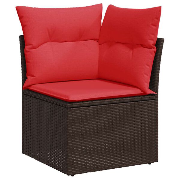 vidaXL 9-tlg. Garten-Sofagarnitur mit Kissen Schwarz Poly Rattan