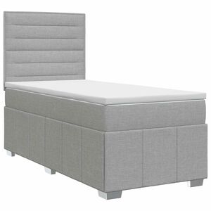 vidaXL Boxspringbett mit Matratze Hellgrau 100 x 200 cm Stoff