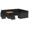 vidaXL Gartensofa-set mit Kissen 12 pcs Schwarz Poly-Rattan