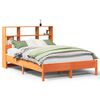 vidaXL Massivholzbett mit Regal ohne Matratze Wachsbraun 140x190 cm