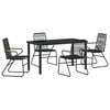 vidaXL Garten Essgruppe 5 pcs Schwarz PVC-Rattan