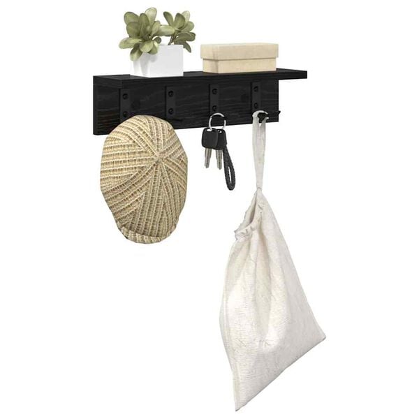 vidaXL Wandmontierter Kleiderständer mit Regal Schwarz Eichen-Optik