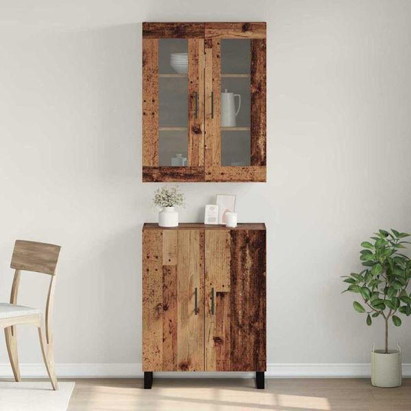 vidaXL Highboard 2 pcs Altholz Holzwerkstoff
