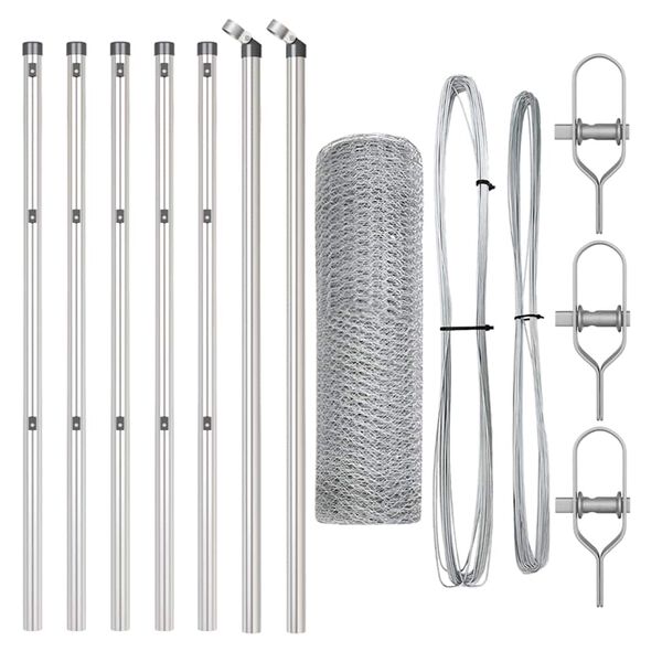 vidaXL Zaunpfosten Silber 10 x 0,6 m (25 mm Maschen) Stahl