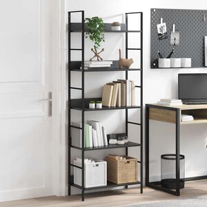 vidaXL B&uuml;cherregal 5 Regalb&ouml;den Schwarz 60x27,6x158,5 cm Holzwerkstoff
