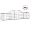 vidaXL Gabionen mit Hochbogen 10 Stk. 200x30x40/60 cm Verzinktes Eisen