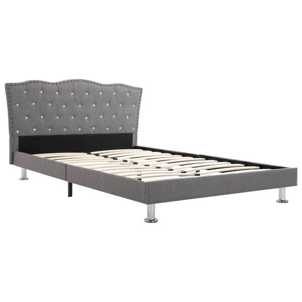 vidaXL Bett mit Matratze Hellgrau Stoff 140 x 200 cm