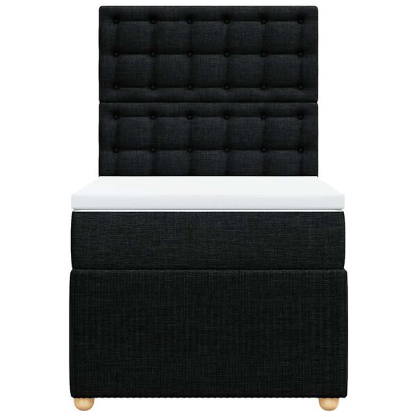vidaXL Boxspringbett mit Matratze Schwarz 90x200 cm Stoff