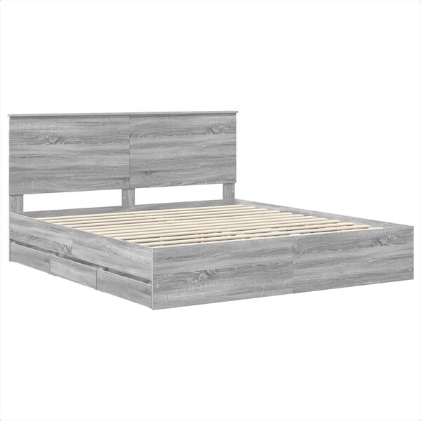 vidaXL Bettrahmen Graues Sonoma 200 x 200 cm Ingenieurs Holz