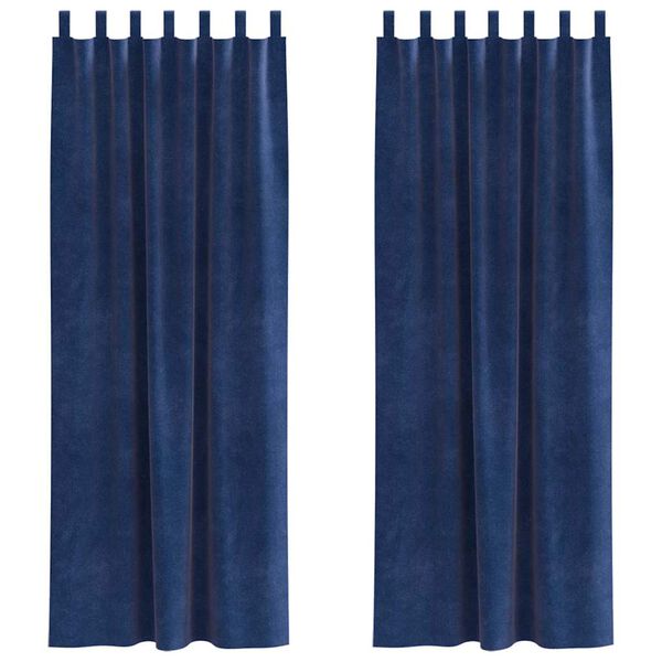 vidaXL Verdunkelungsvorh&auml;nge 2 pcs Dunkelblau 140 x 225 cm Samt