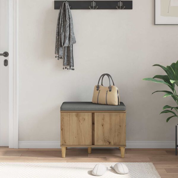 vidaXL Flurbank mit Kissen mit Speicher Artisan-Eiche 60 x 38 x 46 cm