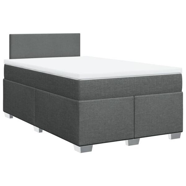 vidaXL Boxspringbett mit Matratze Dunkelgrau 120x200 cm Stoff