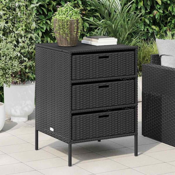 vidaXL Gartenschrank Schwarz 55x59x80 cm Poly Rattan