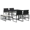 vidaXL 9-tlg. Garten-Essgruppe mit Kissen Schwarz Poly Rattan