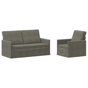 vidaXL Sofa-Set 2 pcs Hellgrau Cordstoff