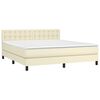 vidaXL Boxspringbett mit Matratze & LED Creme 160x200 cm Kunstleder