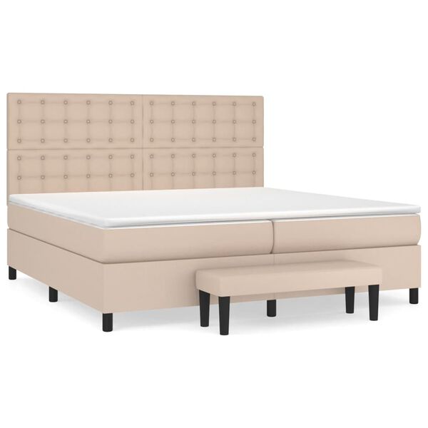 vidaXL Boxspringbett Matratze Cappuccino-Braun 200x200cm Kunstleder