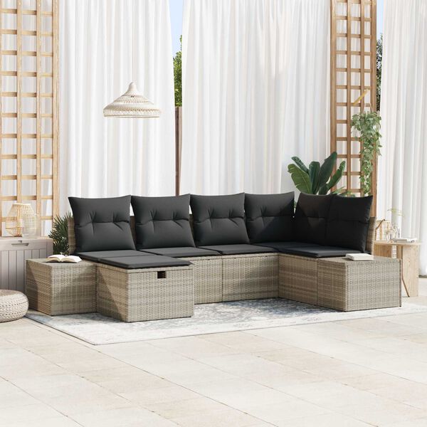 vidaXL Sofa Set mit Kissen 7 pcs Poly-Rattan
