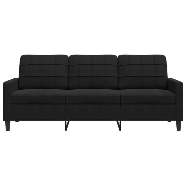 vidaXL 3-Sitzer-Sofa Schwarz 180 cm Samt