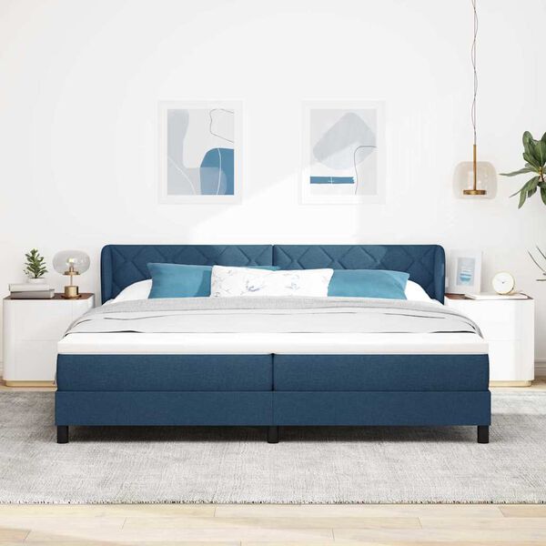 vidaXL Boxspringbett mit Matratze mit Kopfteil Blau 200 x 200 cm Stoff