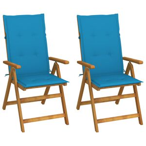 vidaXL Verstellbare Klappst&uuml;hle 2 Stk. mit Kissen Akazie Massivholz