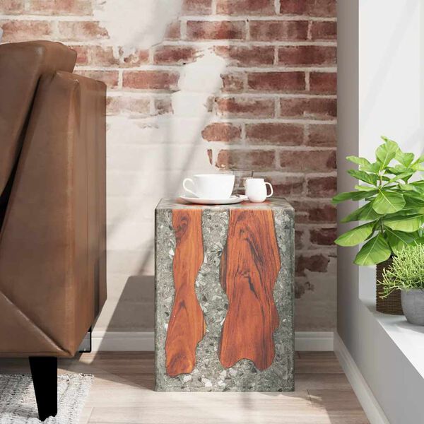 vidaXL Hocker Teak Massivholz und Harz