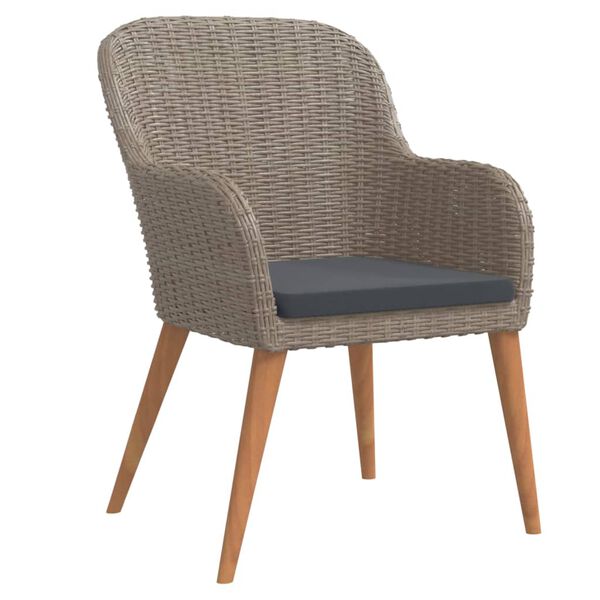 vidaXL 3-tlg. Garten-Essgruppe mit Kissen Braun