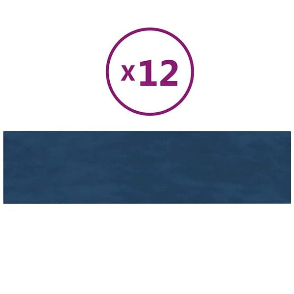vidaXL Wandpaneele 12 Stk. Blau 60x15 cm Samt 1,08 m²