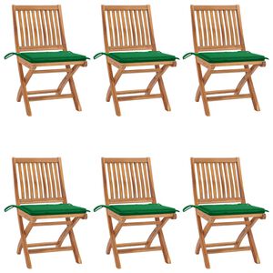vidaXL Klappbare Gartenst&uuml;hle mit Kissen 6 Stk. Massivholz Teak
