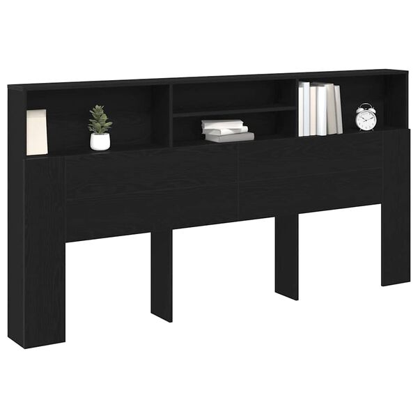 vidaXL Kopfteil Schrank Schwarz Eichen-Optik 200 x 19 x 103,5 cm