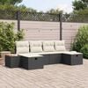 vidaXL Gartensofa-set mit Kissen 6 pcs Schwarz Poly-Rattan