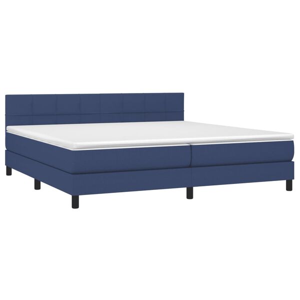 vidaXL Boxspringbett mit Matratze & LED Blau 200x200 cm Stoff