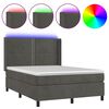 vidaXL Boxspringbett mit Matratze & LED Dunkelgrau 140x190 cm Samt