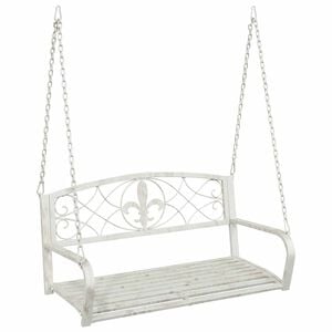 vidaXL Schaukelbank Stahl 110,5 x 59 x 55 cm Antik Wei&szlig;