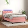 vidaXL Boxspringbett mit Matratze & LED Rosa 80x200 cm Samt